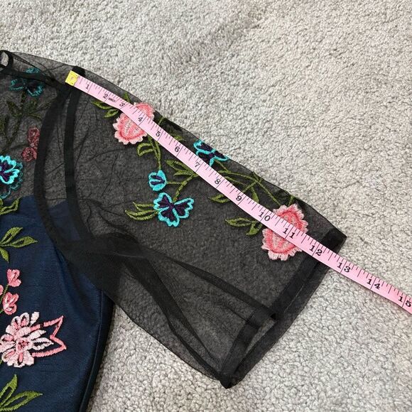 eShakti Floral Embroidery Illusion Tulle and Dupioni Dress Size XL estimated - Picture 9 of 12